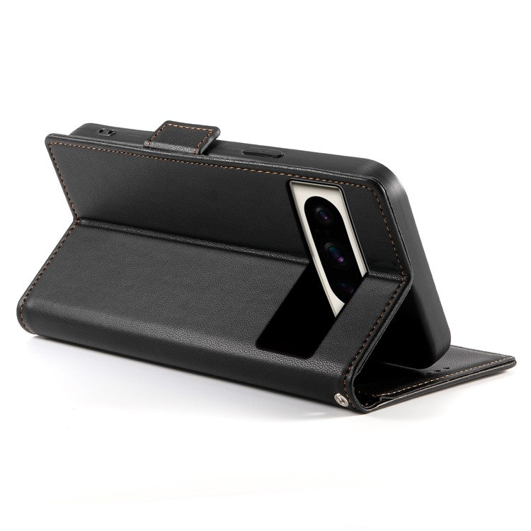 DF-010 For Google Pixel 8 Pro Mobile Phone Case Side Magnetic Clasps Leather Stand Phone Cover - Black