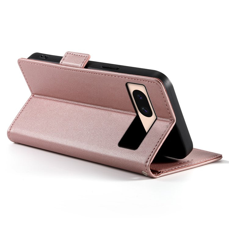 DF-010 For Google Pixel 8a Case PU Leather Wallet Stand Phone Cover - Rose Gold