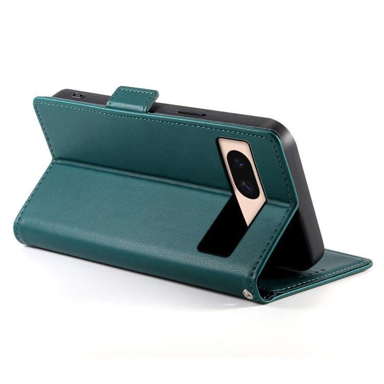 DF-010 For Google Pixel 8a Case PU Leather Wallet Stand Phone Cover - Blackish Green