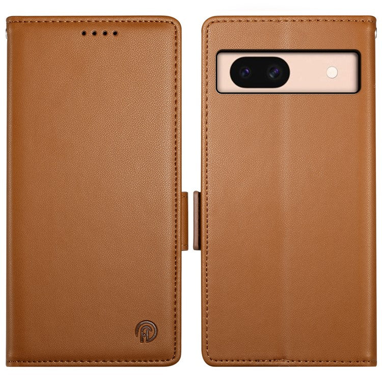 DF-010 For Google Pixel 8a Case PU Leather Wallet Stand Phone Cover - Brown