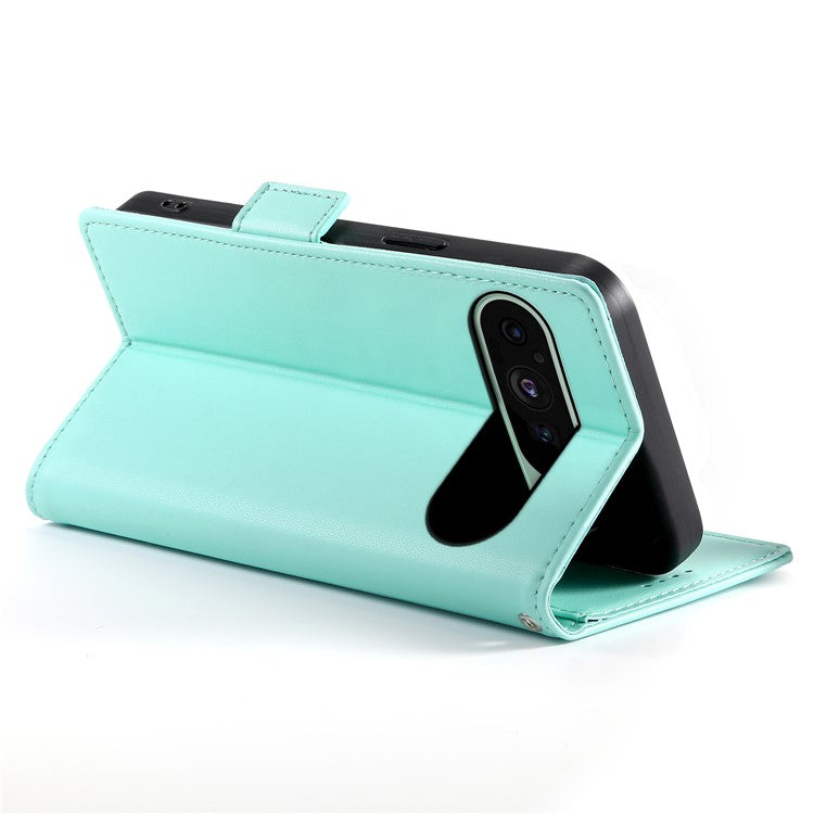 DF-010 For Google Pixel 9 / 9 Pro Case Side Magnetic Clasps Leather Stand Phone Cover - Mint Green