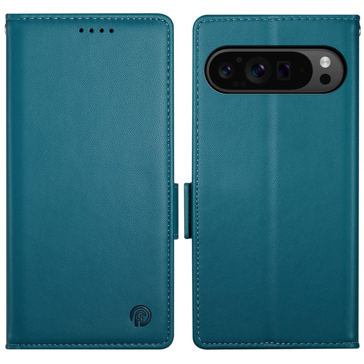 DF-010 For Google Pixel 9 Pro XL Case PU Leather Wallet Stand Phone Cover - Blue