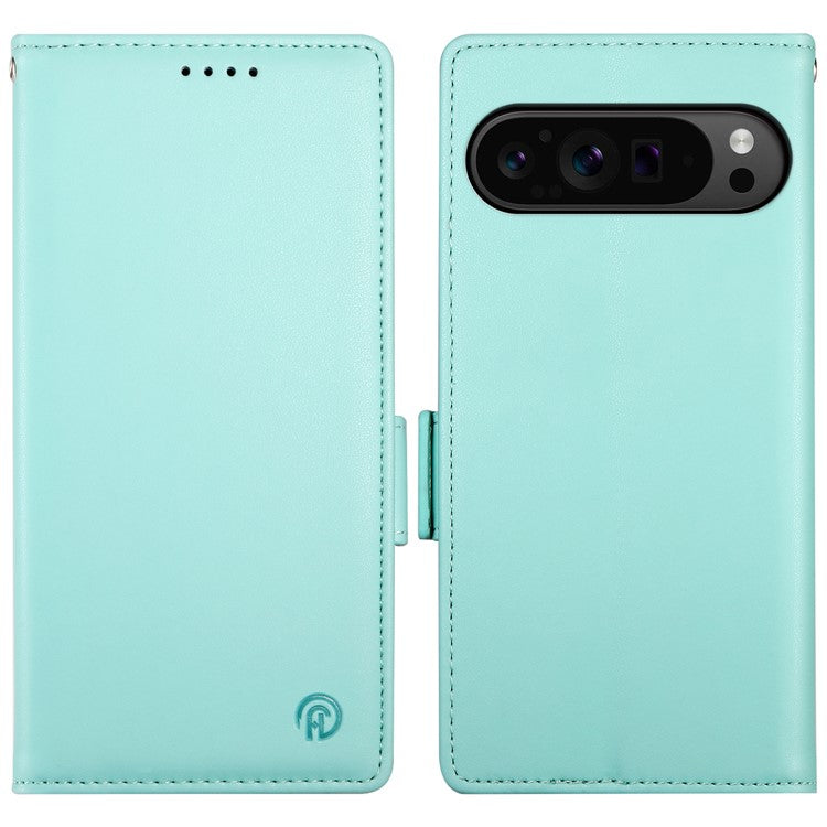 DF-010 For Google Pixel 9 Pro XL Case PU Leather Wallet Stand Phone Cover - Mint Green