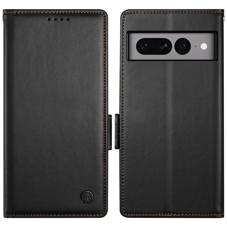 DF-010 For Google Pixel 7 Pro 5G Case Wallet Leather Phone Cover Flip Stand View Magnetic Protect - Black