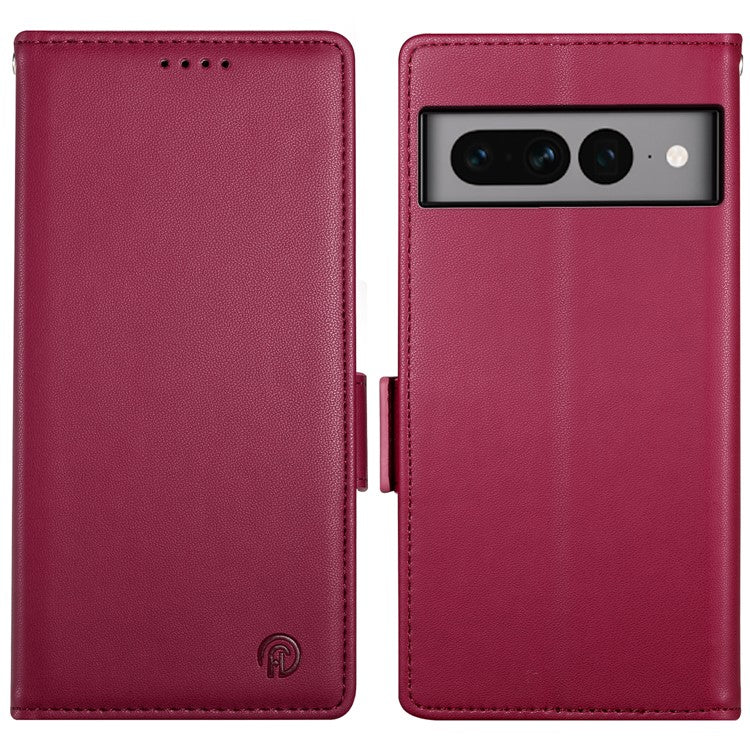 DF-010 For Google Pixel 7 Pro 5G Case Wallet Leather Phone Cover Flip Stand View Magnetic Protect - Wine Red