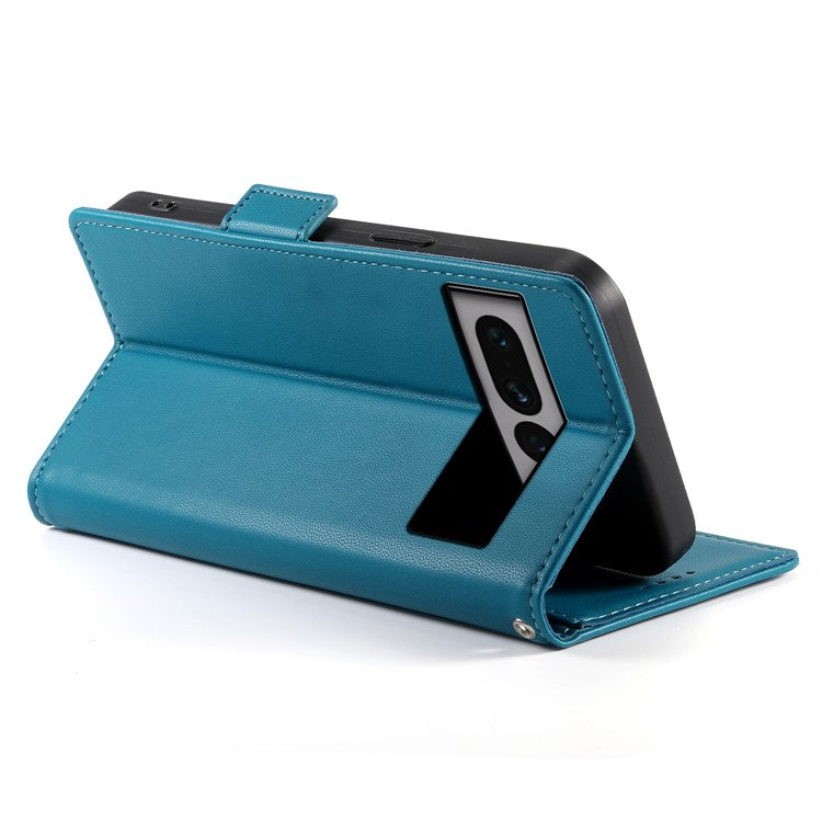 DF-010 For Google Pixel 7 Pro 5G Case Wallet Leather Phone Cover Flip Stand View Magnetic Protect - Blue