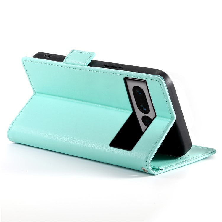 DF-010 For Google Pixel 7 Pro 5G Case Wallet Leather Phone Cover Flip Stand View Magnetic Protect - Mint Green