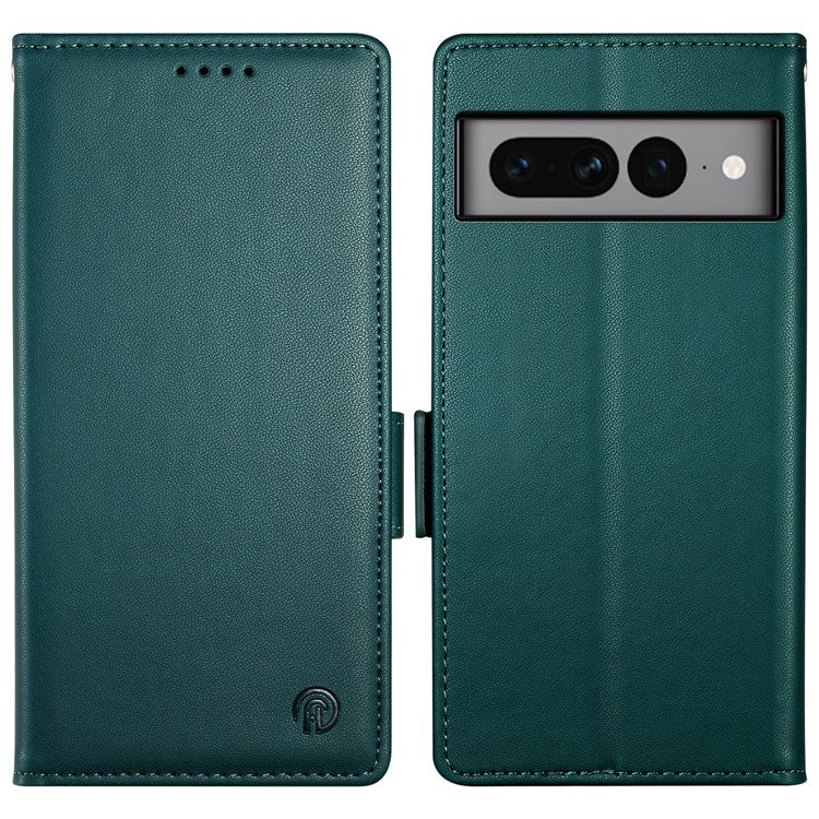 DF-010 For Google Pixel 7 Pro 5G Case Wallet Leather Phone Cover Flip Stand View Magnetic Protect - Blackish Green