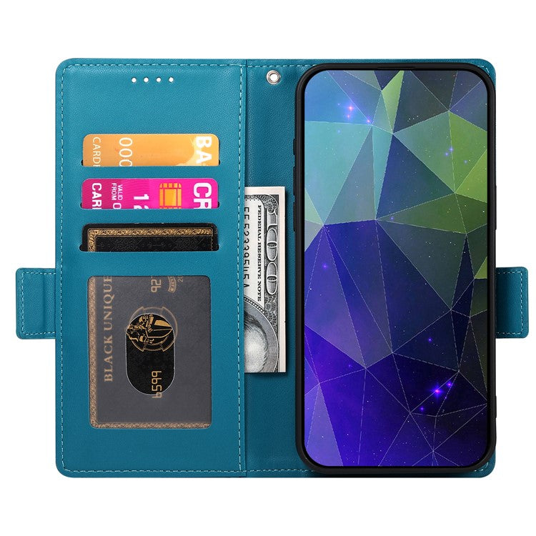 DF-010 For Realme C67 4G Case Leather Wallet Phone Cover with Magnetic Clasps - Blue