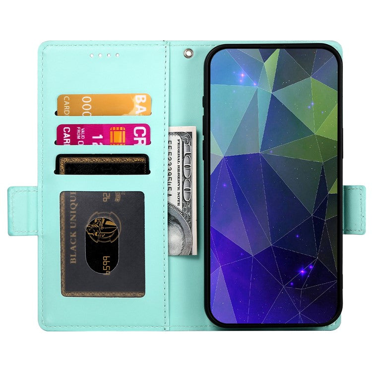 DF-010 For Realme C67 4G Case Leather Wallet Phone Cover with Magnetic Clasps - Mint Green