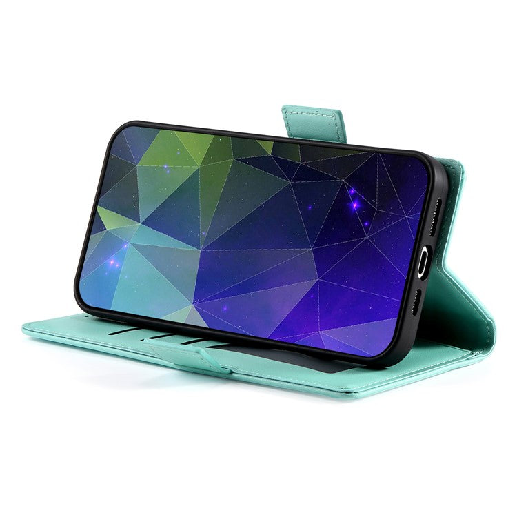 DF-010 For Realme C67 4G Case Leather Wallet Phone Cover with Magnetic Clasps - Mint Green