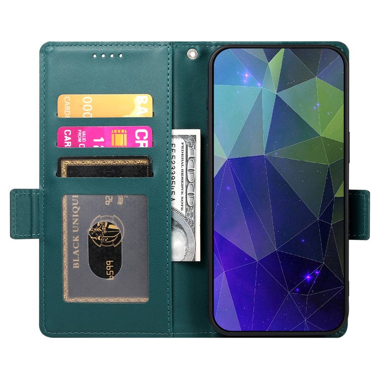 DF-010 For Realme C67 4G Case Leather Wallet Phone Cover with Magnetic Clasps - Blackish Green