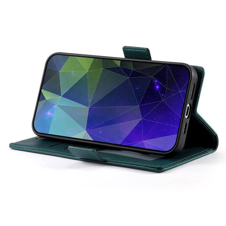 DF-010 For Realme C67 4G Case Leather Wallet Phone Cover with Magnetic Clasps - Blackish Green