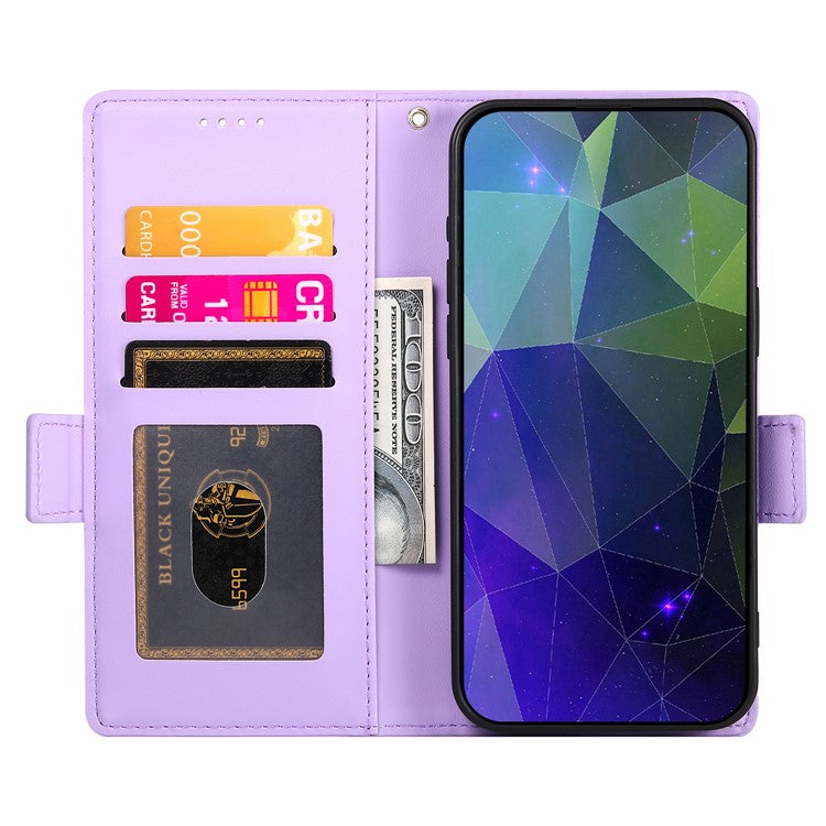 DF-010 For Realme C67 4G Case Leather Wallet Phone Cover with Magnetic Clasps - Purple