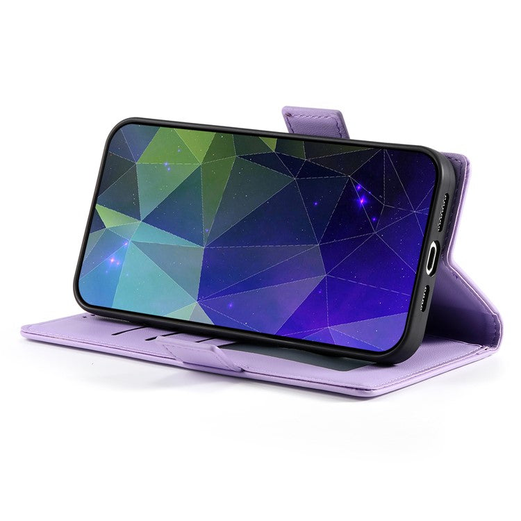 DF-010 For Realme C67 4G Case Leather Wallet Phone Cover with Magnetic Clasps - Purple