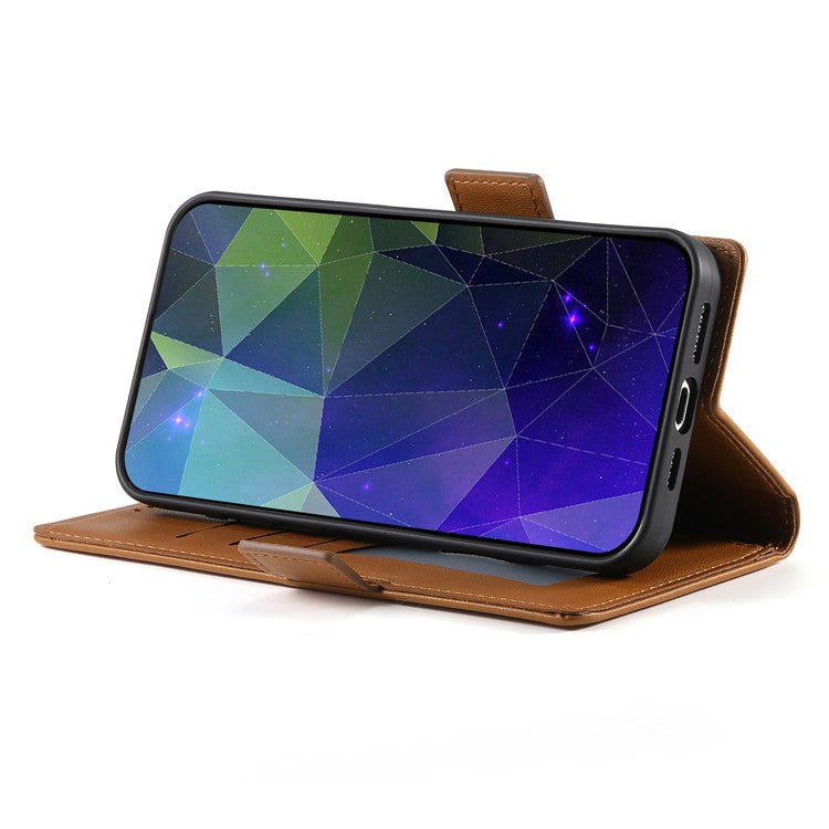 DF-010 For Realme C67 4G Case Leather Wallet Phone Cover with Magnetic Clasps - Brown