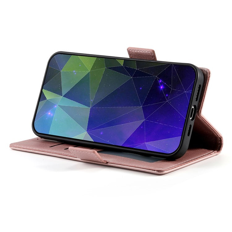 DF-010 For Realme C67 4G Case Leather Wallet Phone Cover with Magnetic Clasps - Rose Gold