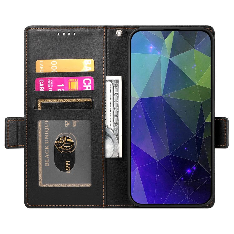 DF-010 For Realme C67 4G Case Leather Wallet Phone Cover with Magnetic Clasps - Black