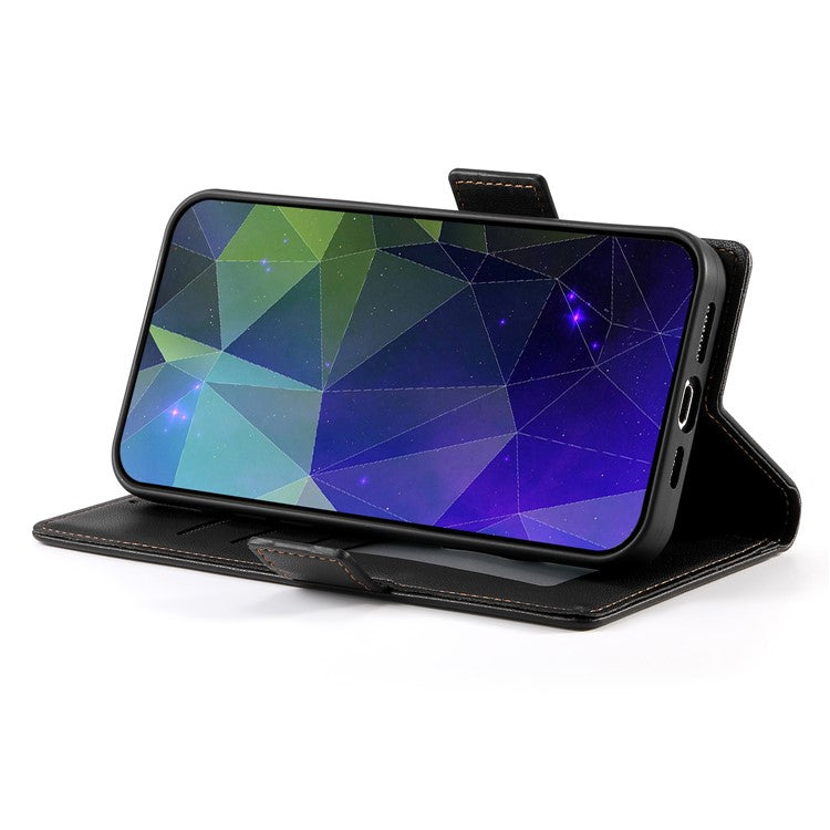 DF-010 For Realme C67 4G Case Leather Wallet Phone Cover with Magnetic Clasps - Black