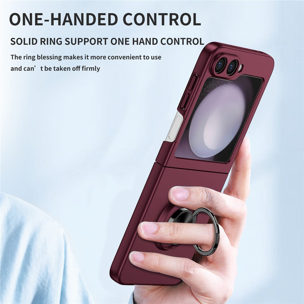 For Samsung Galaxy Z Flip7 FE 5G / Z Flip6 5G Case Rotatable Ring Kickstand Hard PC Phone Cover - Wine Red
