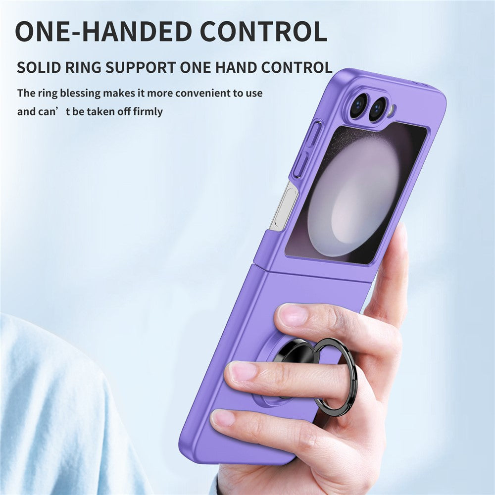For Samsung Galaxy Z Flip7 FE 5G / Z Flip6 5G Case Rotatable Ring Kickstand Hard PC Phone Cover - Purple