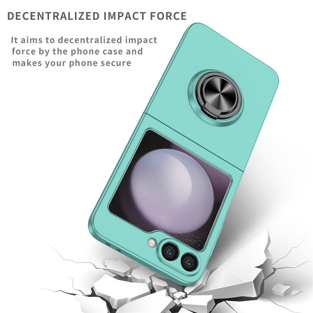 For Samsung Galaxy Z Flip7 FE 5G / Z Flip6 5G Case Rotatable Ring Kickstand Hard PC Phone Cover - Sky Blue