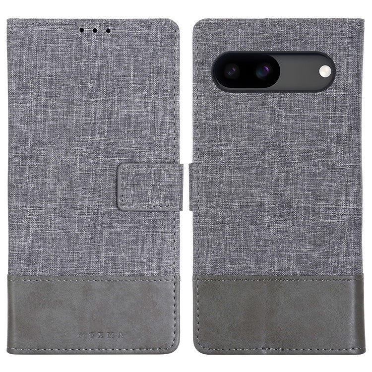 MUXMA MX102 For Google Pixel 8a Case Canvas+Leather+TPU Phone Wallet Cover - Grey