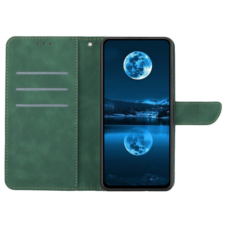 HT05 For iPhone 16 Case Flip Folio Leather Phone Cover with Credit Card Holder - Green