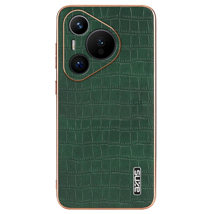 AZNS For Huawei Pura 70 Slim Case Crocodile Texture Leather + TPU Phone Cover - Green
