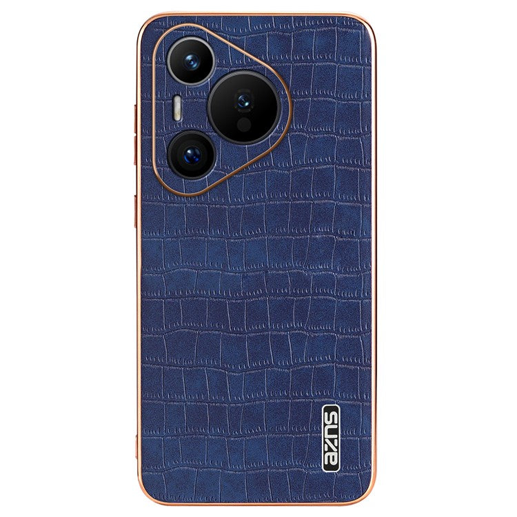 AZNS For Huawei Pura 70 Slim Case Crocodile Texture Leather + TPU Phone Cover - Blue