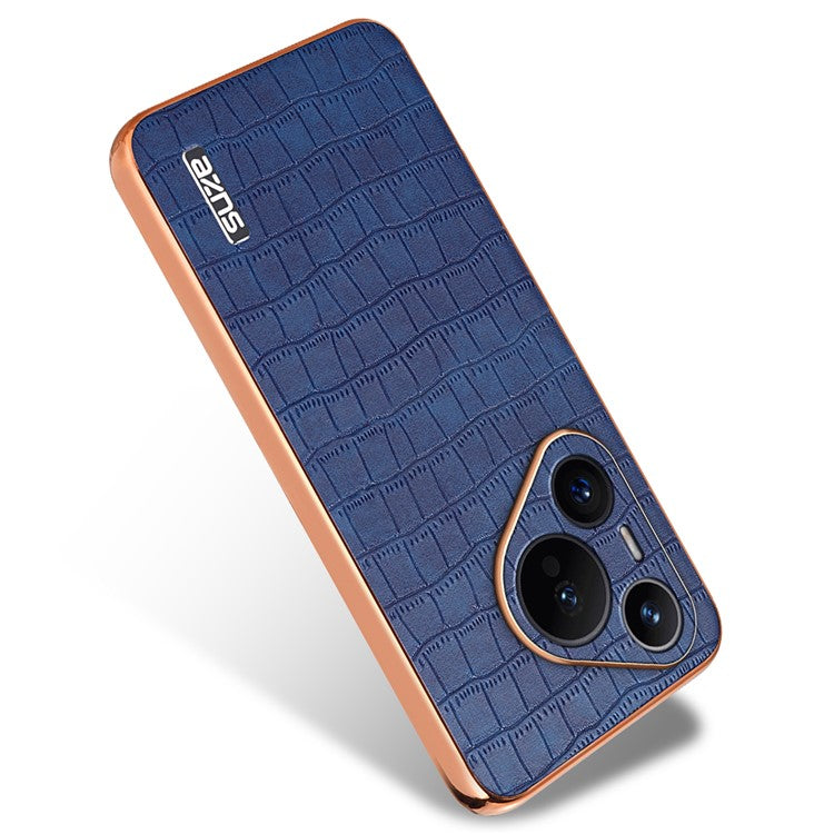 AZNS For Huawei Pura 70 Slim Case Crocodile Texture Leather + TPU Phone Cover - Blue