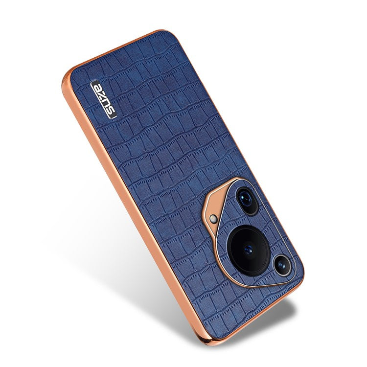 AZNS For Huawei Pura 70 Ultra Case Leather Electroplating Phone Cover Crocodile Pattern Textured - Blue