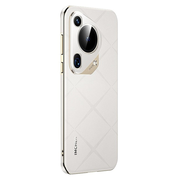 IM-CHEN For Huawei Pura 70 Ultra Case Anti-scratch Genuine Cow Leather+PC Phone Cover - White