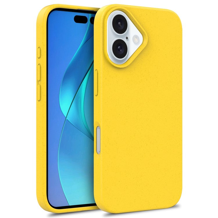 For iPhone 16 Plus Case Wheat Straw+TPU Phone Cover Compostable - Yellow