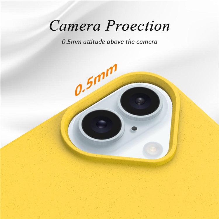 For iPhone 16 Plus Case Wheat Straw+TPU Phone Cover Compostable - Yellow