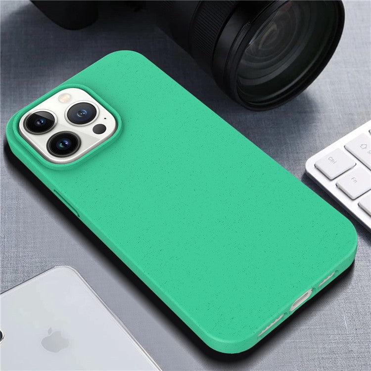For iPhone 16 Pro Case Eco-Friendly Wheat Straw+TPU Protective Phone Case - Yellow