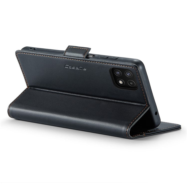 CASEME 023 Series For Samsung Galaxy A22 5G (EU Version) / F42 5G Wallet Case RFID Blocking Phone Cover - Black