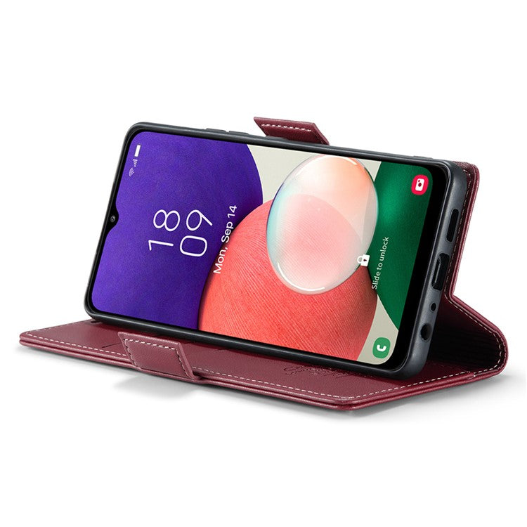 CASEME 023 Series For Samsung Galaxy A22 5G (EU Version) / F42 5G Wallet Case RFID Blocking Phone Cover - Red