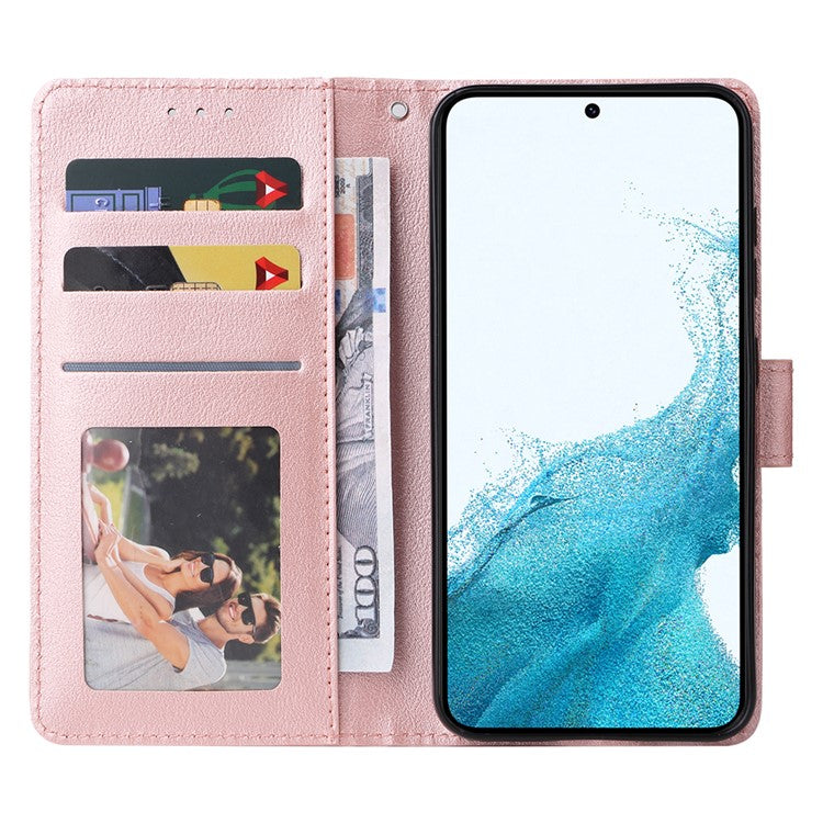 For Samsung Galaxy S23 Wallet Case 3 Card Slots Slim-Fit PU Leather Stand Phone Cover - Rose Gold