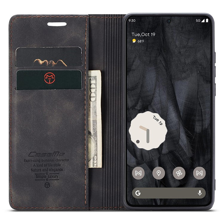 CASEME 013 Series For Google Pixel 8 Pro Case PU Leather Wallet Folio Flip Phone Cover - Black