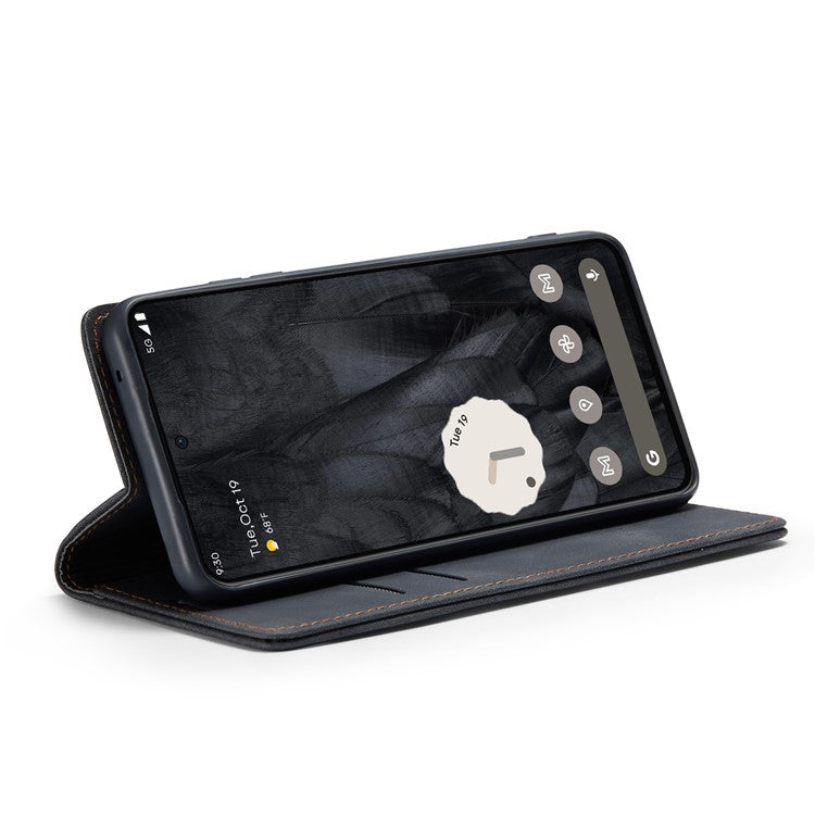 CASEME 013 Series For Google Pixel 8 Pro Case PU Leather Wallet Folio Flip Phone Cover - Black