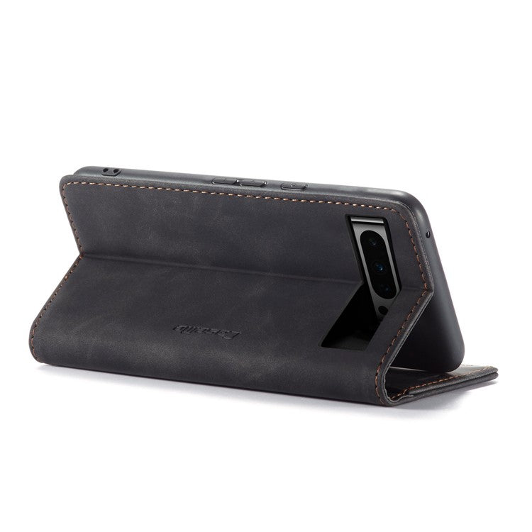 CASEME 013 Series For Google Pixel 8 Pro Case PU Leather Wallet Folio Flip Phone Cover - Black