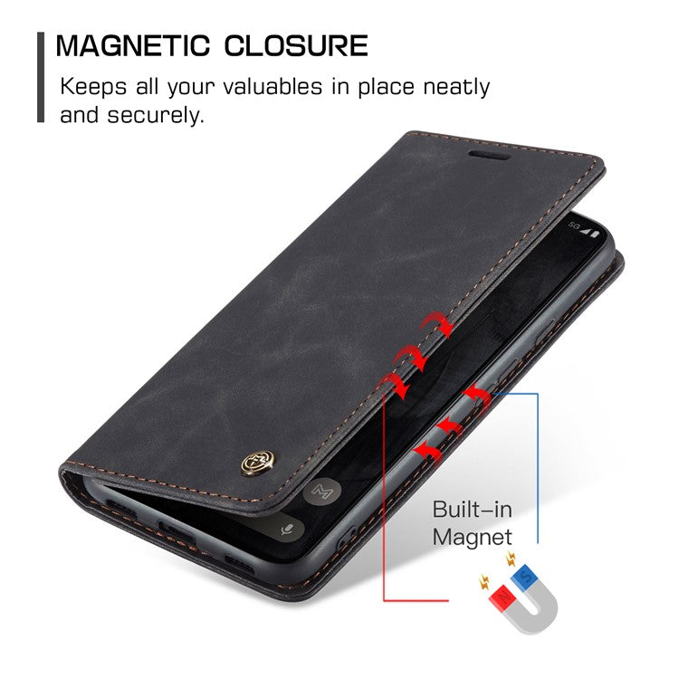 CASEME 013 Series For Google Pixel 8 Pro Case PU Leather Wallet Folio Flip Phone Cover - Black