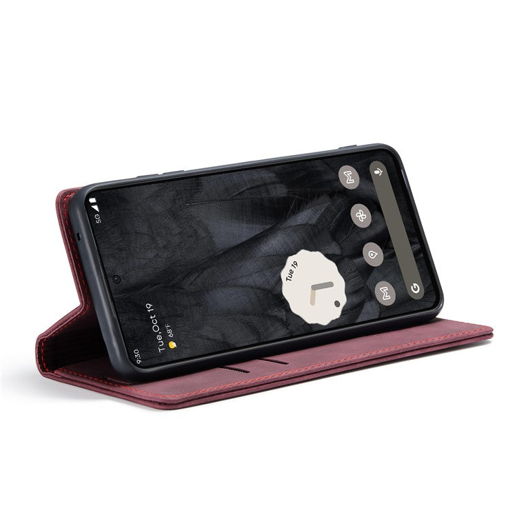 CASEME 013 Series For Google Pixel 8 Pro Case PU Leather Wallet Folio Flip Phone Cover - Red