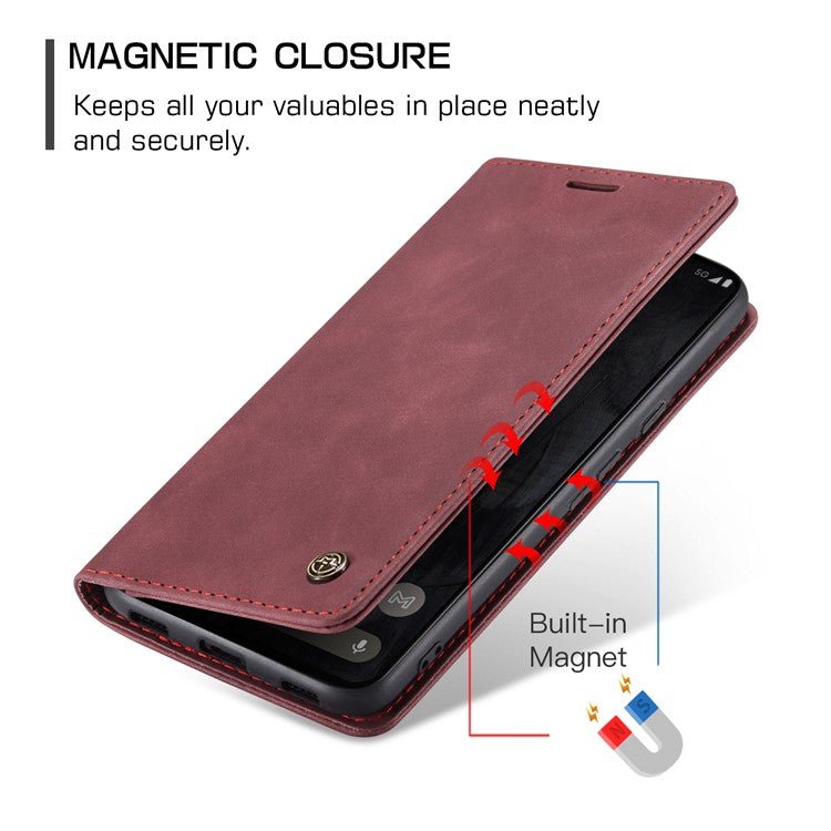 CASEME 013 Series For Google Pixel 8 Pro Case PU Leather Wallet Folio Flip Phone Cover - Red