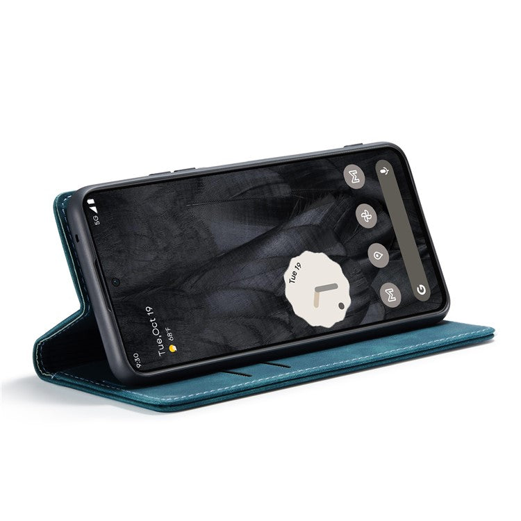 CASEME 013 Series For Google Pixel 8 Pro Case PU Leather Wallet Folio Flip Phone Cover - Blue