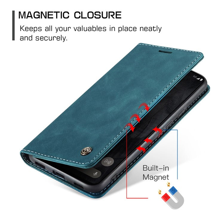 CASEME 013 Series For Google Pixel 8 Pro Case PU Leather Wallet Folio Flip Phone Cover - Blue