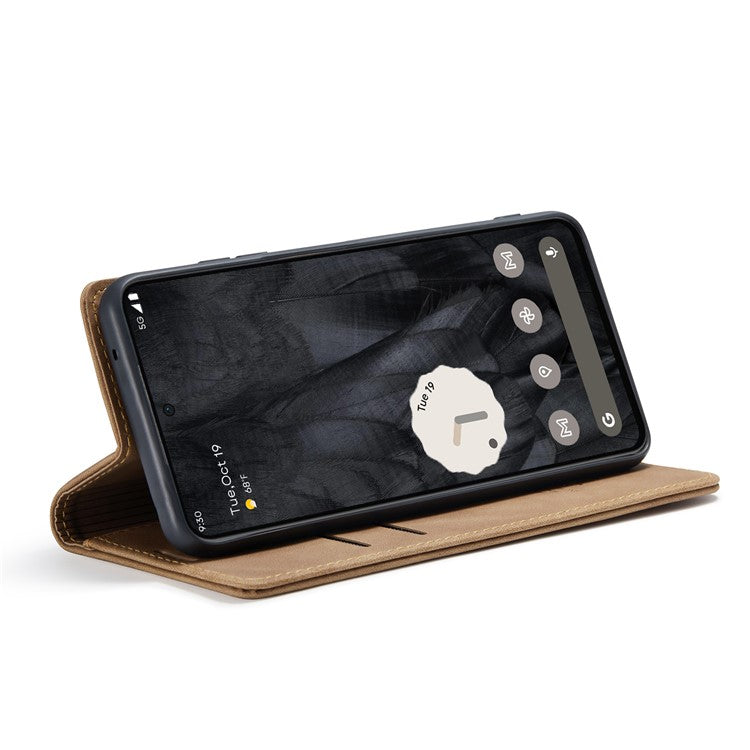 CASEME 013 Series For Google Pixel 8 Pro Case PU Leather Wallet Folio Flip Phone Cover - Brown