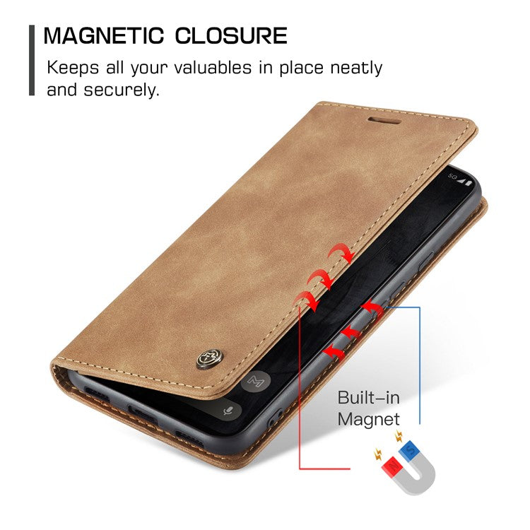 CASEME 013 Series For Google Pixel 8 Pro Case PU Leather Wallet Folio Flip Phone Cover - Brown