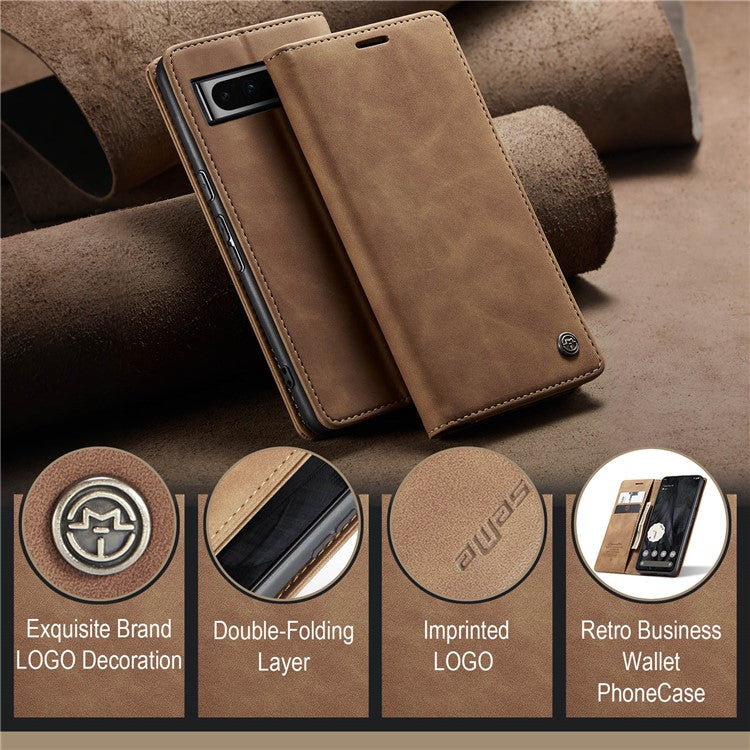 CASEME 013 Series For Google Pixel 8 Pro Case PU Leather Wallet Folio Flip Phone Cover - Brown